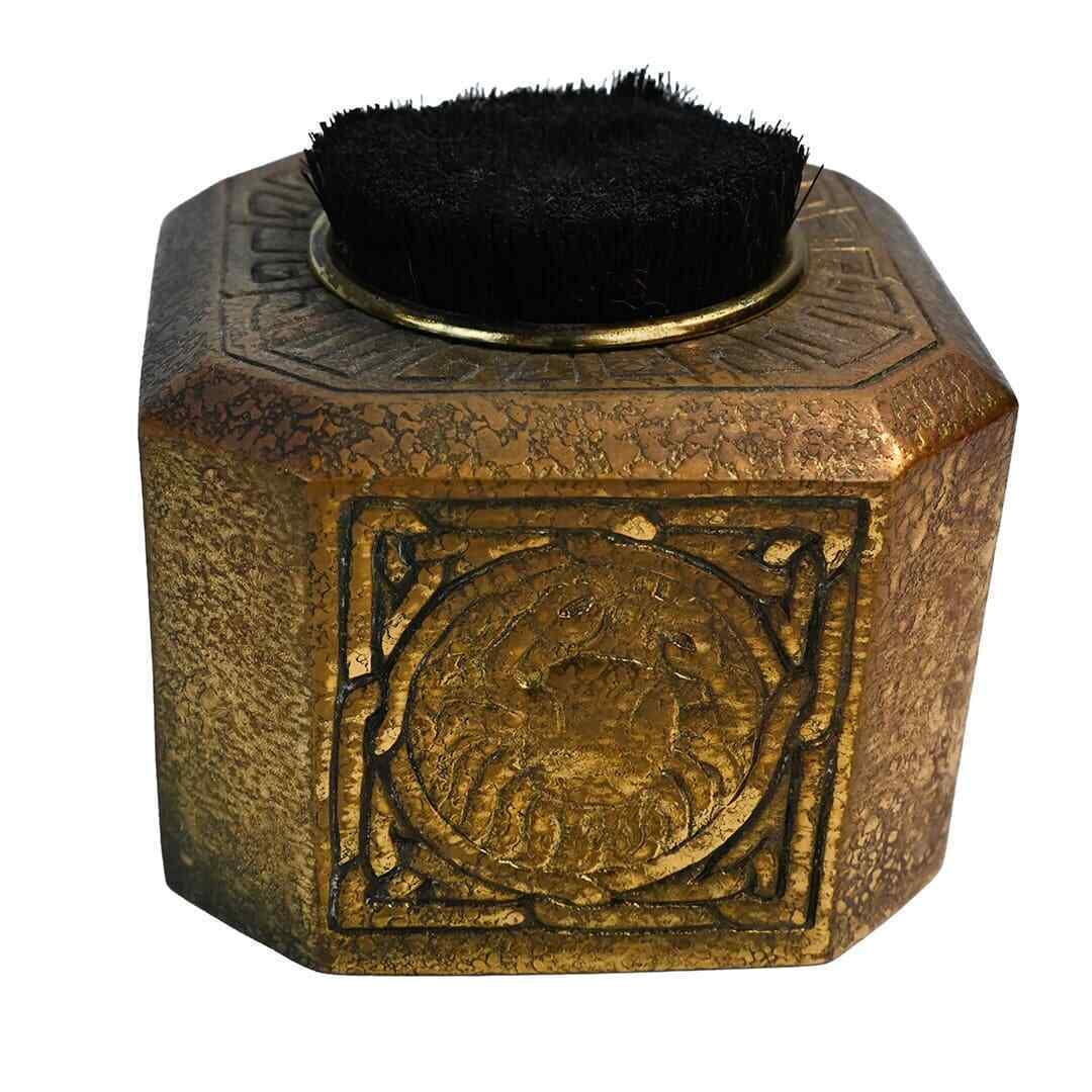 Tiffany Studios Bronze Zodiac Pen Wipe Antique Desk Set: Tiffany Studios Bronze Zodiac Pen Wipe Antique Desk Set Introducing a stunning Tiffany Studios New York Art Brush Pen Wipe, a remarkable piece from the early 20th century, circa 1900-1920. This antiqu