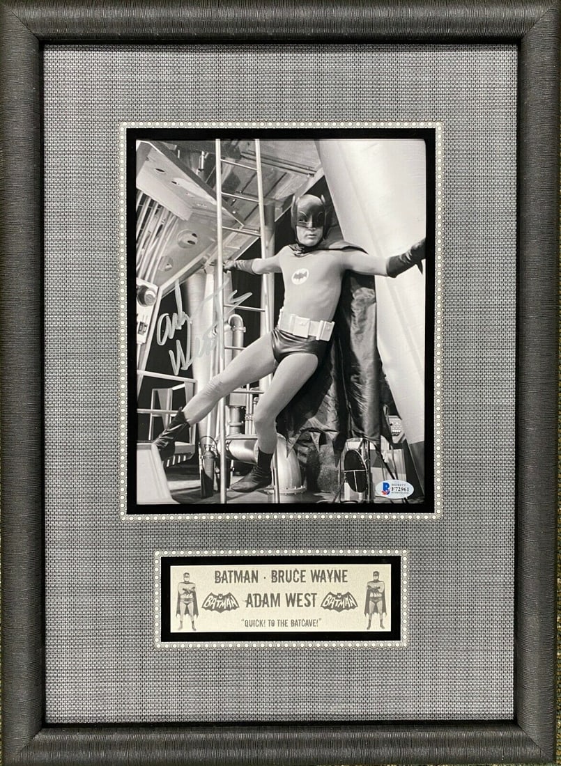 Adam West Batman Signed 8x10 Photo Custom Framed Beckett Certified: Adam West Batman Signed 8x10 Photo Custom Framed Beckett Certified Celebrate the legacy of television's iconic superhero with this custom framed display featuring an 8x10 signed black & white photo of