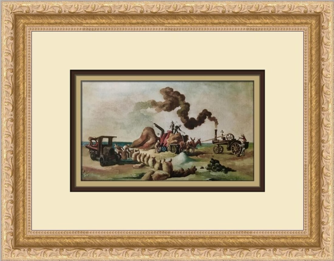 Thomas Hart Benton Louisiana Rice Fields Custom Framed Print 10x13 Art: Thomas Hart Benton Louisiana Rice Fields Custom Framed Print 10x13 Art This exquisite custom framed print titled "Louisiana Rice Fields" by the renowned artist Thomas Hart Benton captures the expressi