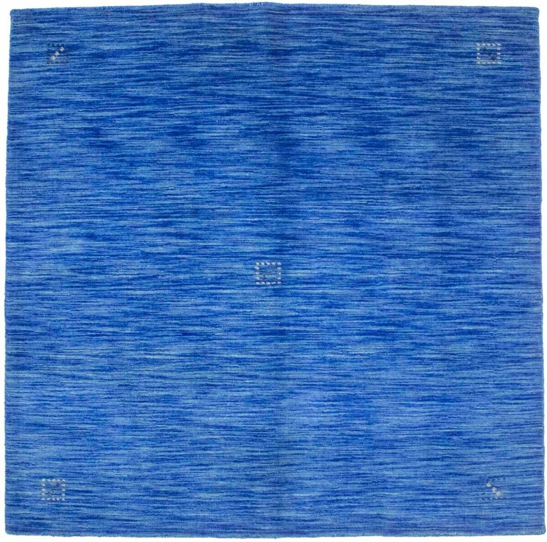 Handmade Wool Area Rug 4'10" x 4'10" Blue Tribal Square: Handmade Wool Area Rug 4'10" x 4'10" Blue Tribal Square Enhance your living space with this exquisite Hand-Loomed Solid Blue Square Rug. Designed in a modern oriental style, this contemporary carpet m