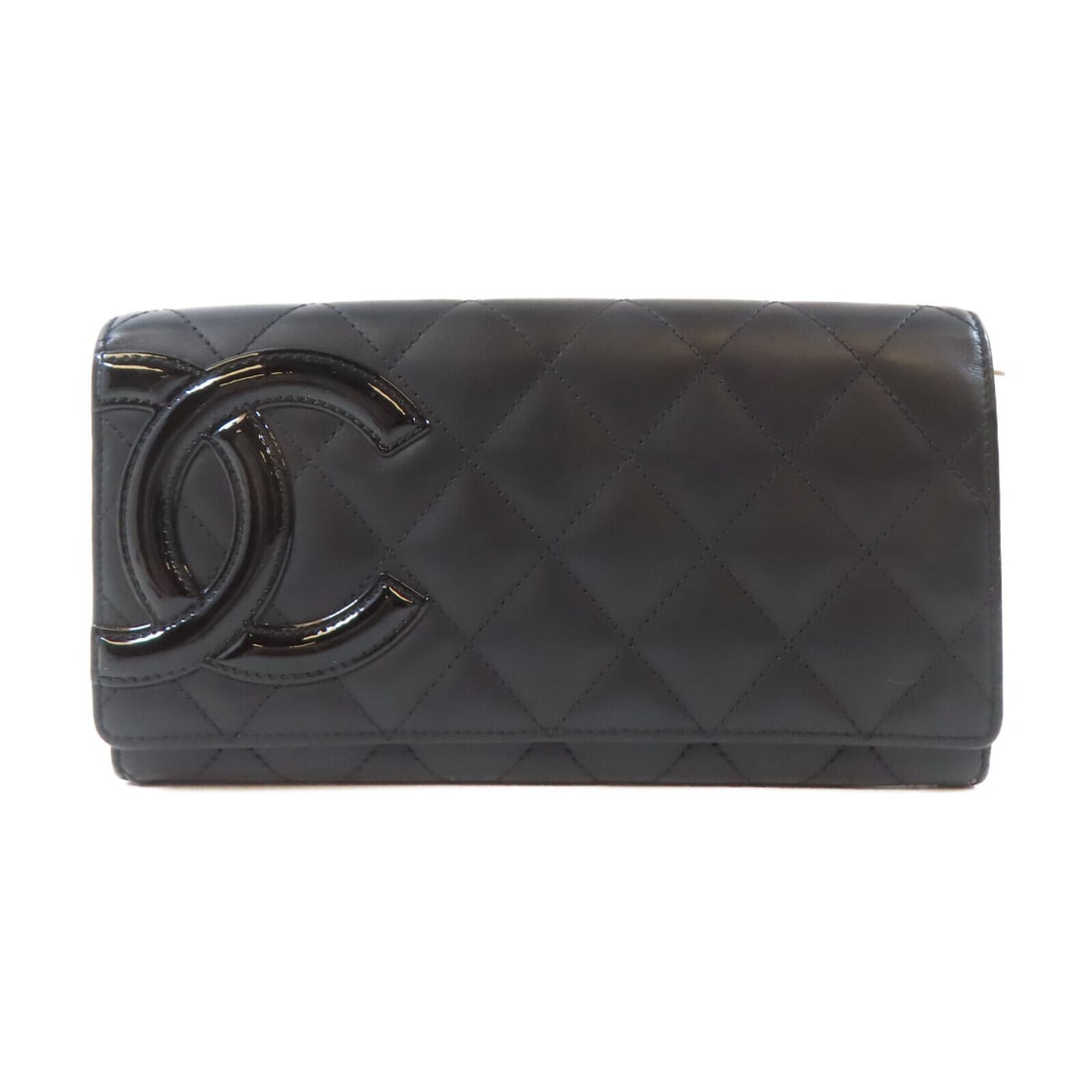 CHANEL Black Calfskin Double Sided Long Wallet A50077: CHANEL Black Calfskin Double Sided Long Wallet A50077 This CHANEL Quilted CC SHW Cambon Long Wallet features a stylish double-sided design crafted from high-quality black calfskin leather. The wallet