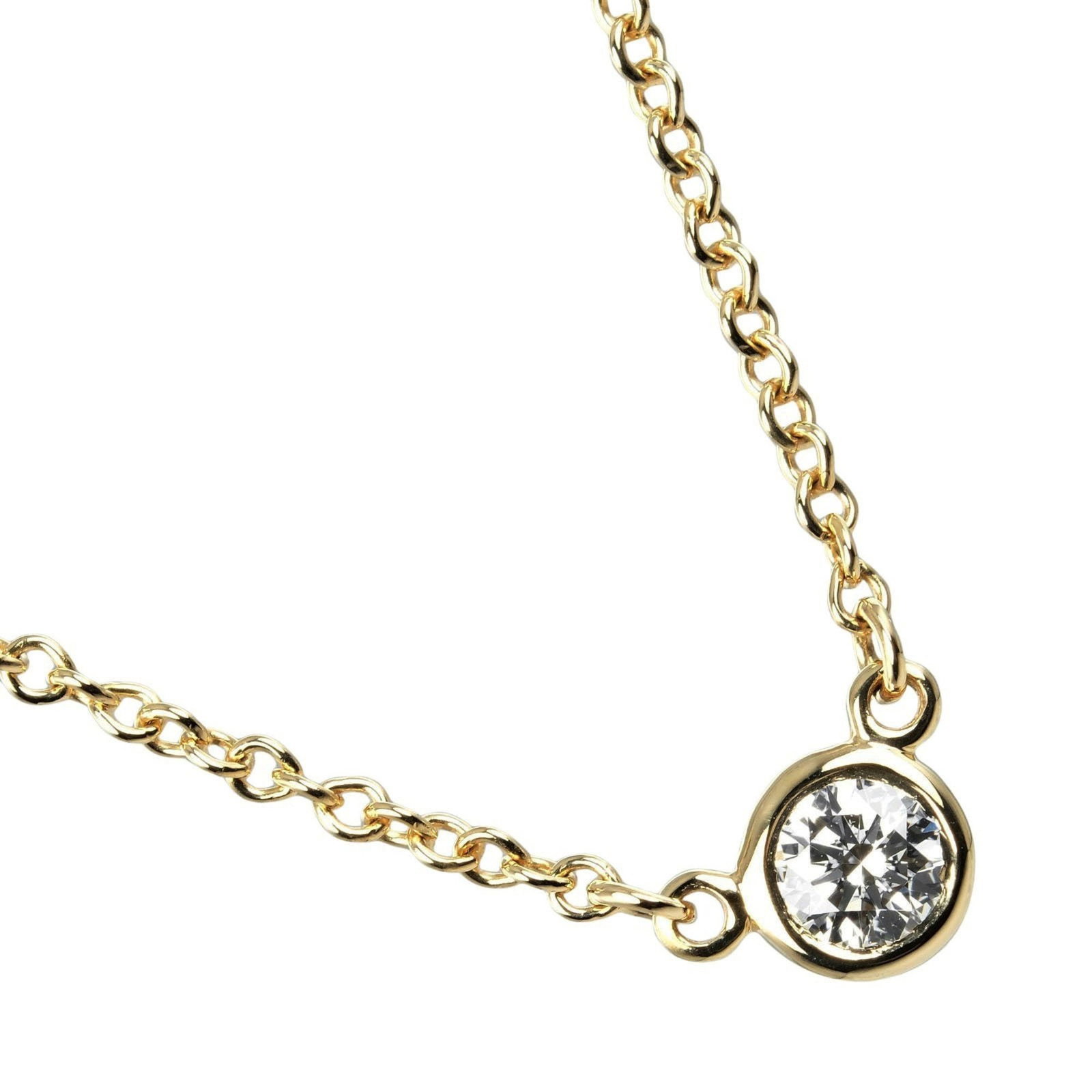 Tiffany & Co. 18K Yellow Gold Diamond Necklace 40cm 3.8mm Pendant: Tiffany & Co. 18K Yellow Gold Diamond Necklace 40cm 3.8mm Pendant This exquisite Tiffany & Co. By the Yard Necklace features a timeless design crafted from 18K yellow gold. With a neck circumference o