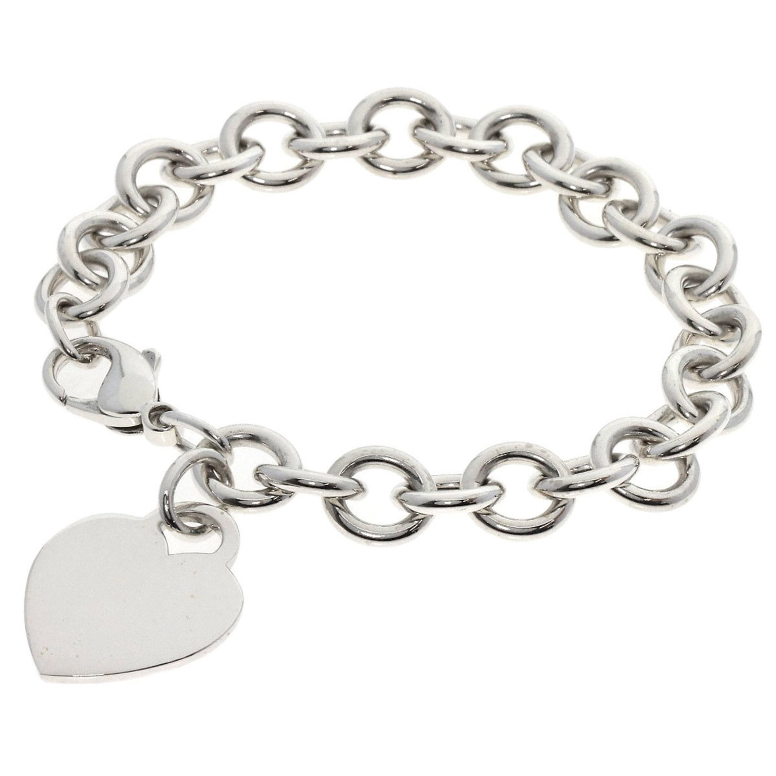 Tiffany Silver Heart Tag Charm Bracelet for Women 17cm: Tiffany Silver Heart Tag Charm Bracelet for Women 17cm This charming bracelet from Tiffany features a heart tag design, perfect for women's jewelry collections. Made of silver, it has an approximate l