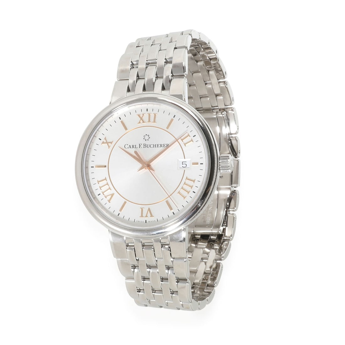 Carl F. Bucherer Adamavi Men's Watch Stainless Steel: Carl F. Bucherer Adamavi Men's Watch Stainless Steel This Carl F. Bucherer Adamavi men's wristwatch showcases a sleek stainless steel design, featuring a smooth bezel and a round case. The watch is po