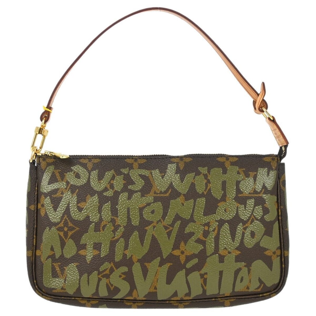 Louis Vuitton Monogram Graffiti 2way Hand Bag: Louis Vuitton Monogram Graffiti 2way Hand Bag This stylish Louis Vuitton Pochette Accessoires handbag showcases a unique khaki Graffiti design, perfect for casual occasions. Crafted from durable Monog
