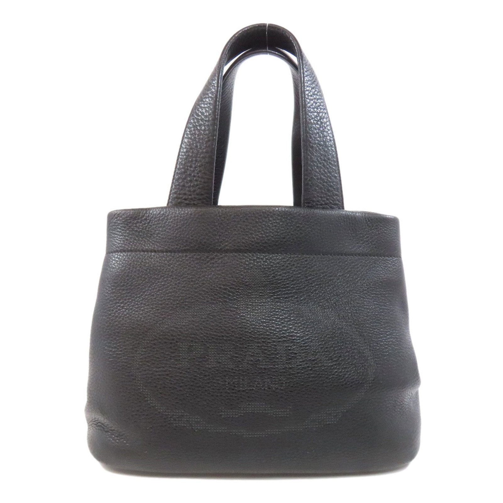 Prada Punching Tote Bag Calfskin Leather Black Women's: Prada Punching Tote Bag Calfskin Leather Black Women's Introducing the Prada Punching Tote Bag, a stylish accessory crafted from high-quality calf leather. This elegant tote features a textured black 