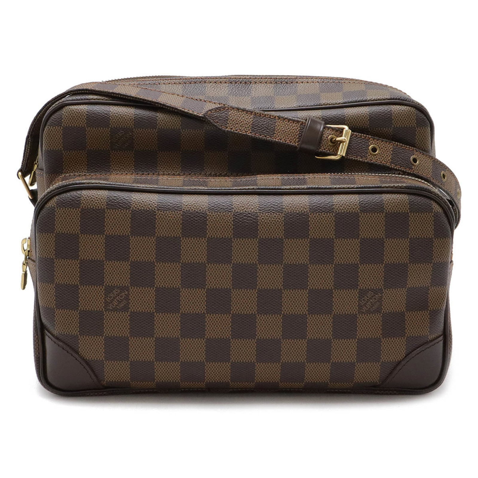 Louis Vuitton Damier Nile Shoulder Bag: Louis Vuitton Damier Nile Shoulder Bag This Louis Vuitton Damier Nile Shoulder Bag is a stylish and practical accessory for women. Crafted from durable PVC, this bag features the iconic brown checkere