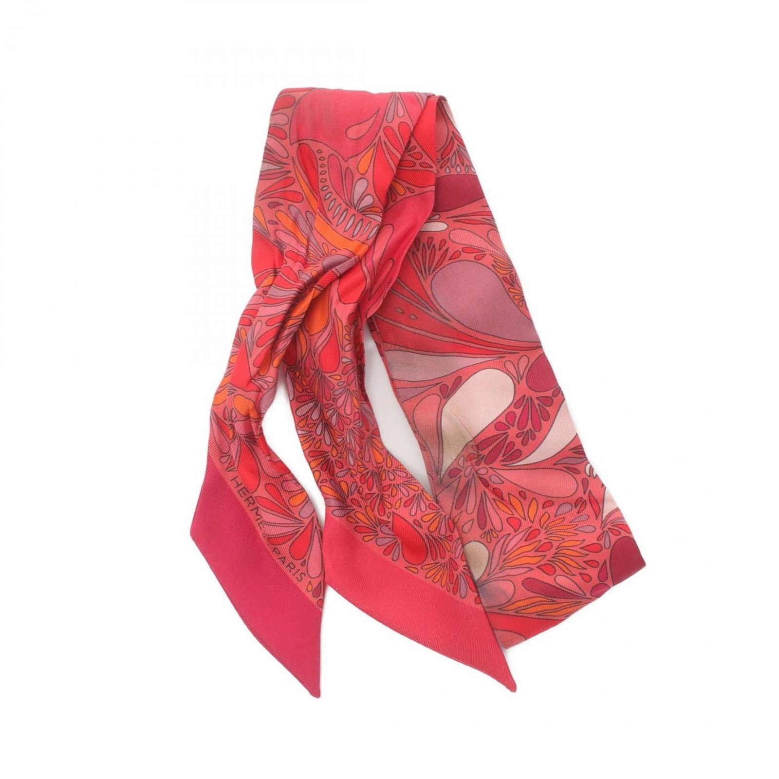 Hermes Twilly Millefleurs Silk Scarf 85cm x 5cm Red Floral Print: Hermes Twilly Millefleurs Silk Scarf 85cm x 5cm Red Floral Print Elevate your accessory collection with this exquisite Hermes Twilly Millefleurs du Mexique silk scarf. Perfect for women, this vibrant