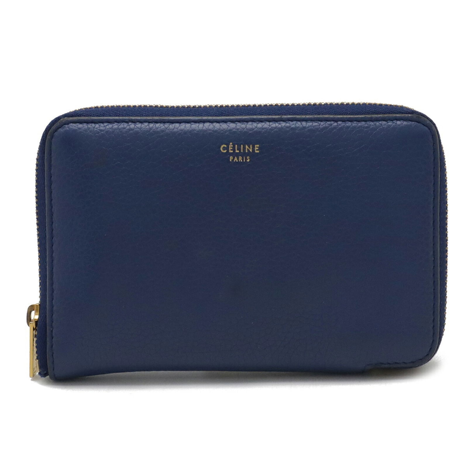 Celine Medium Bi-Fold Wallet Leather Indigo Navy: Celine Medium Bi-Fold Wallet Leather Indigo Navy This Celine Medium Wallet is crafted from high-quality leather in an elegant indigo navy shade. It's designed as a bi-fold wallet, perfect for women wh