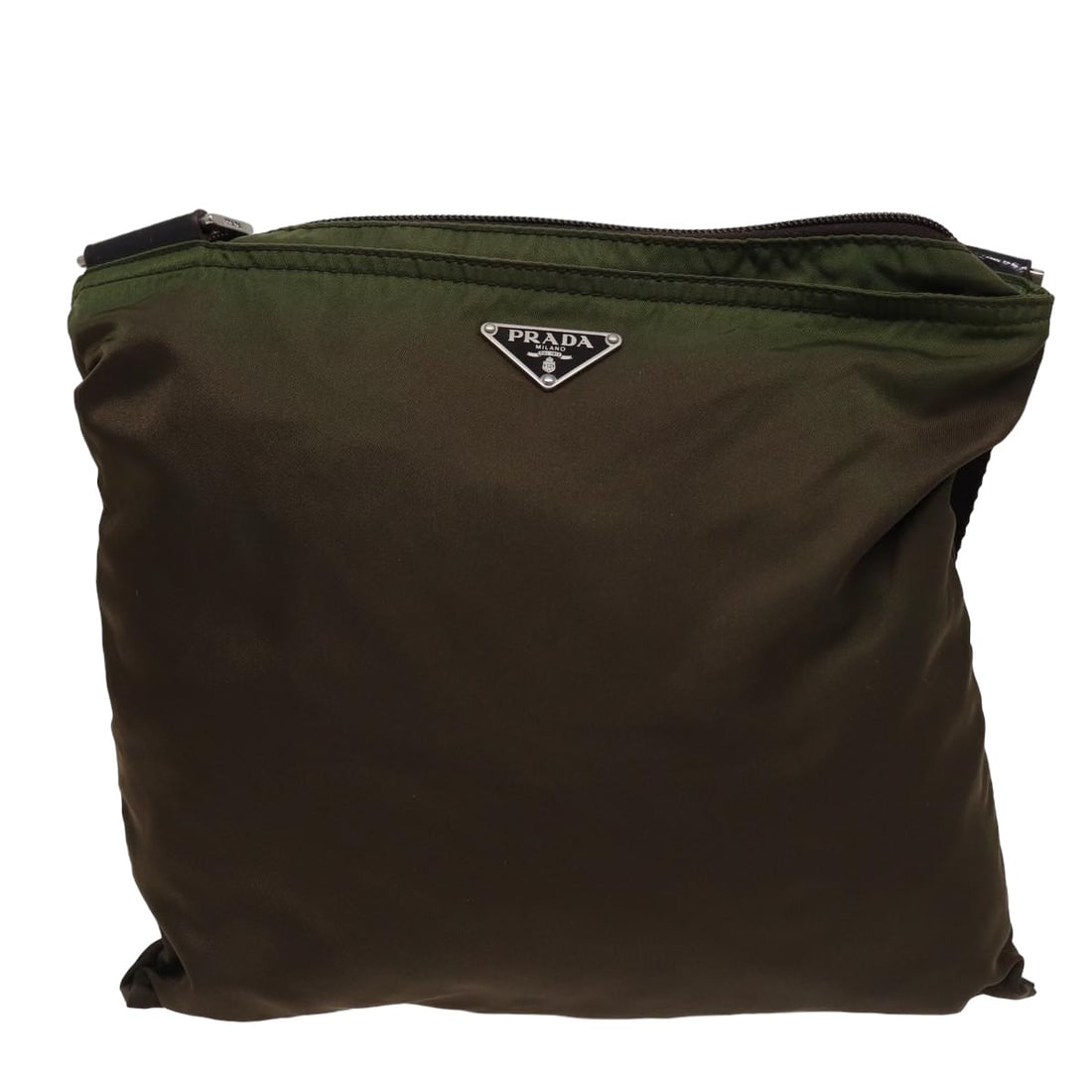Prada Tessuto Brown Nylon Shoulder Bag: Prada Tessuto Brown Nylon Shoulder Bag This Prada Tessuto shoulder bag showcases an elegant khaki/brown nylon design, perfectly combining sophistication and practicality. Crafted from durable syntheti