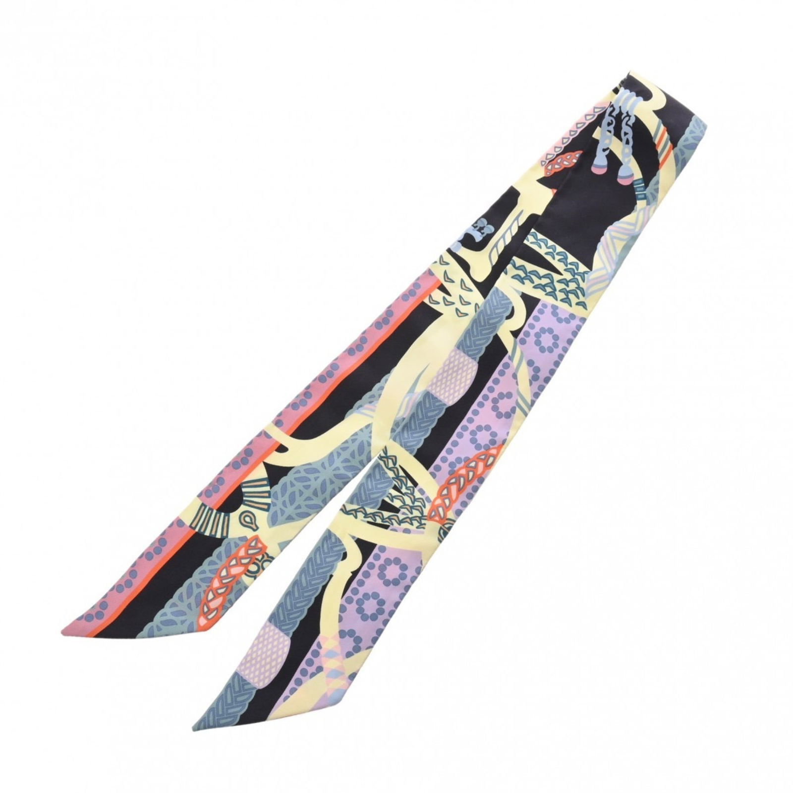 HERMES Twilly FANTAISIE DETRIERS Purple/Black/Multicolor Women's 100% Silk Scarf: HERMES Twilly FANTAISIE DETRIERS Purple/Black/Multicolor Women's 100% Silk Scarf Elevate your accessory collection with this exquisite Hermes Twilly scarf. Crafted from 100% silk, it features a stunni