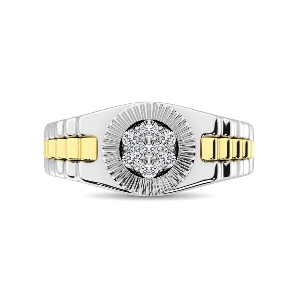 10K White Gold with 10K Yellow Gold Accent 1/4 Ct. Diamond Ladies Ring: 10K White Gold with 10K Yellow Gold Accent 1/4 Ct. Diamond Ladies Ring This stunning ladies' fashion ring is expertly crafted from 10K white gold with an elegant accent of 10K yellow gold. The ring sh