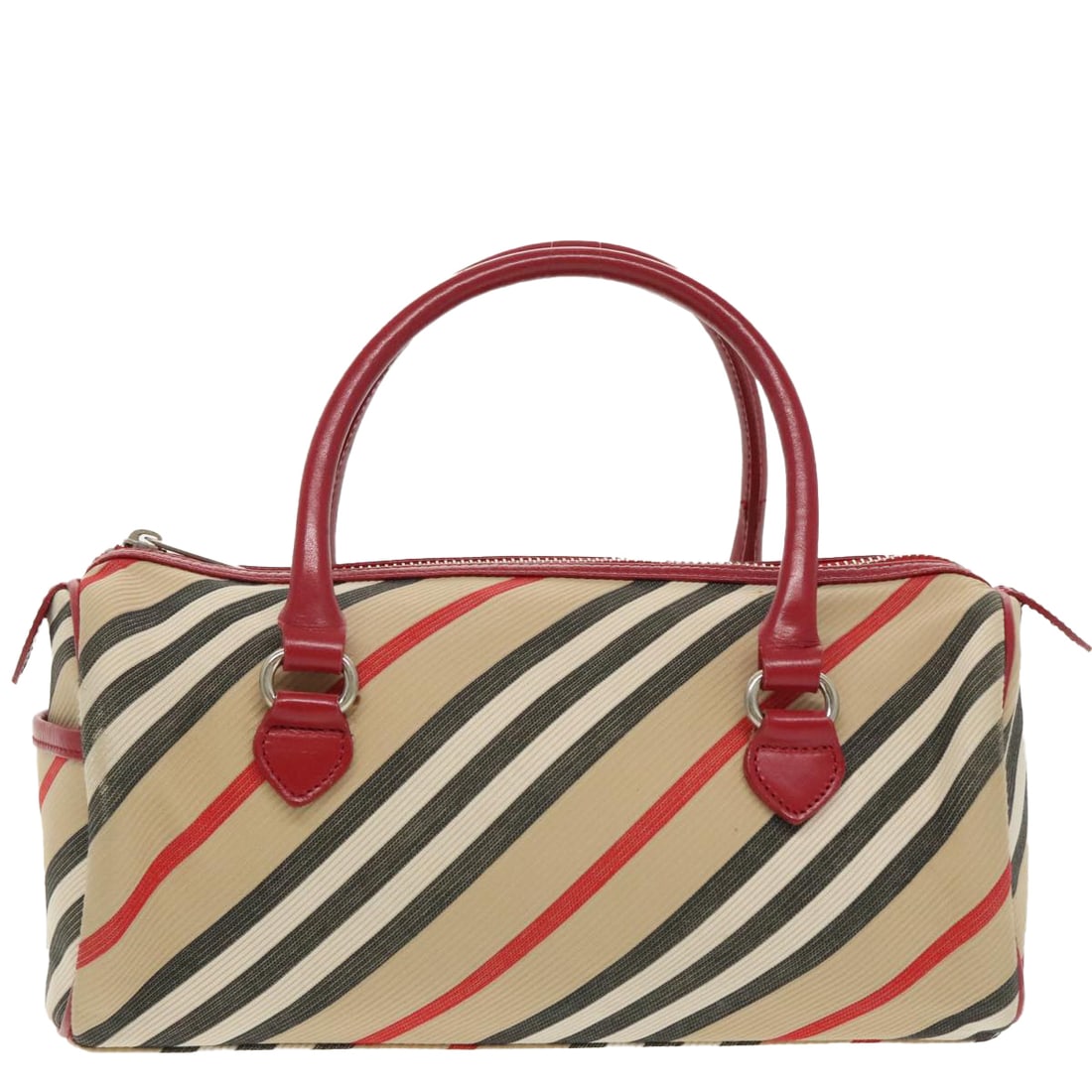 Burberry Blue Label Beige Canvas Handbag W27cm H12cm D12cm: Burberry Blue Label Beige Canvas Handbag W27cm H12cm D12cm This Burberry Blue Label handbag is a stylish accessory for women, featuring a classic beige canvas exterior accented with a striking striped