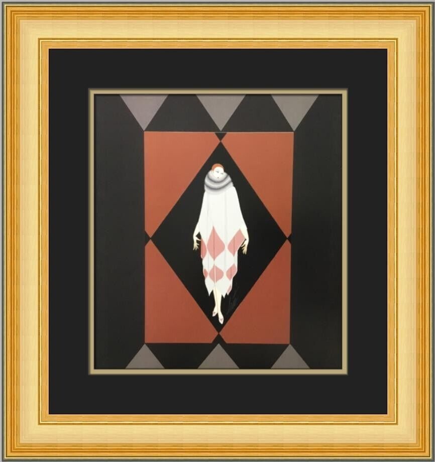 Manhattan Mary IV Custom Framed Print: Manhattan Mary IV Custom Framed Print Presenting the stunning 'Manhattan Mary IV' by renowned artist Erte, a beautiful art deco inspired piece. This medium-sized print measures 17 x 17 inches, custom