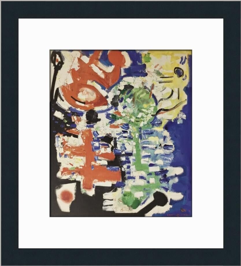 Hans Hofmann Fantasia In Blue Abstract Print 17 x 15 Framed: Hans Hofmann Fantasia In Blue Abstract Print 17 x 15 Framed Experience the vibrant artistry of Hans Hofmann with this custom framed print titled "Fantasia In Blue." This medium-sized artwork showcases