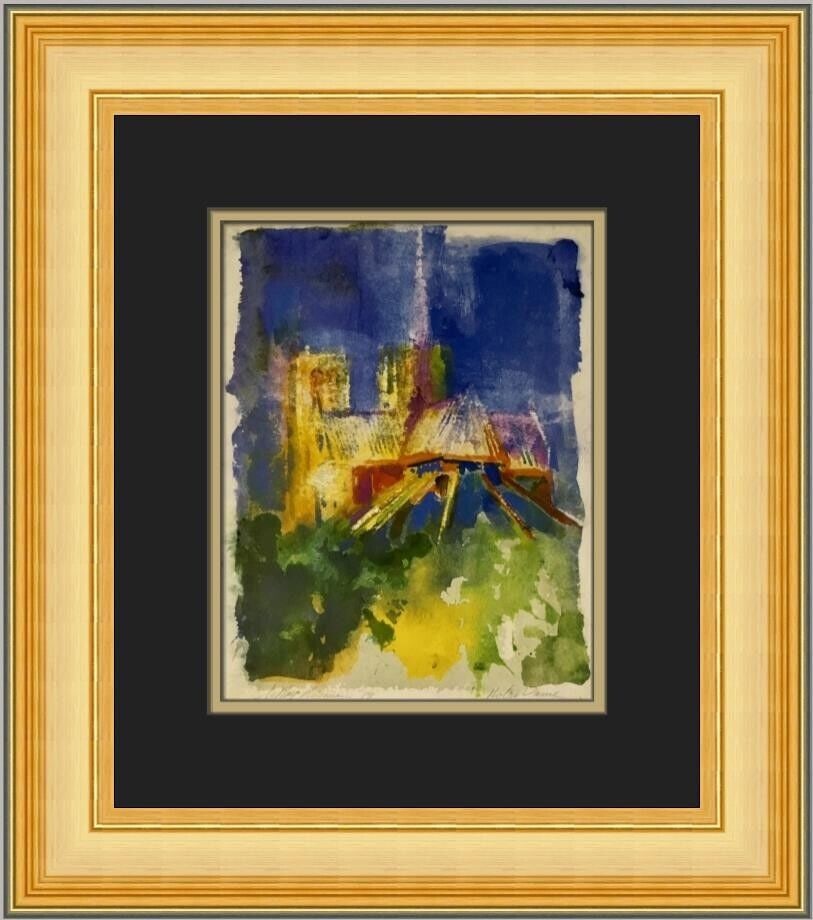 Notre Dame Cathedral Custom Framed Print: Notre Dame Cathedral Custom Framed Print This exquisite custom framed print titled 'Notre Dame Cathedral' by renowned artist LeRoy Neiman captures the beauty of the iconic structure through an express