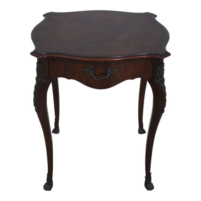 French Mahogany 1 Drawer End Table: French Mahogany 1 Drawer End Table This exquisite French Mahogany end table combines classic Federal style with exceptional craftsmanship. Featuring a dovetailed drawer construction, it offers both fu