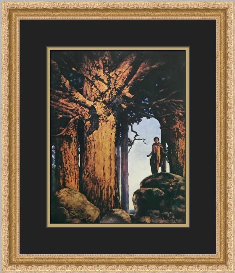 Maxfield Parrish Jason and the Talking Oak Tree Framed Print 15 x 18 in: Maxfield Parrish Jason and the Talking Oak Tree Framed Print 15 x 18 in This exquisite custom framed print titled "Jason and the Talking Oak Tree" by renowned artist Maxfield Parrish showcases a capti
