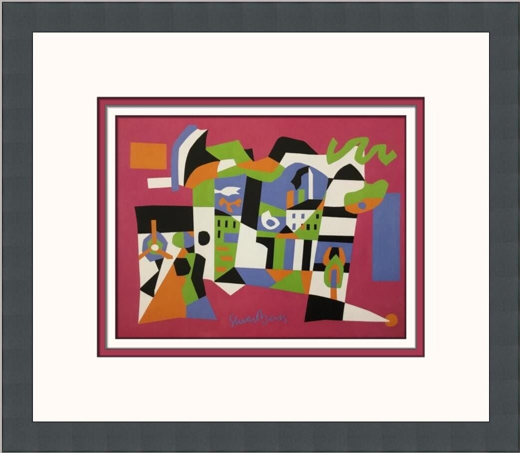 Midi Custom Framed Print: Midi Custom Framed Print This stunning print titled 'Midi' showcases the work of artist Stuart Davis, characterized by its vibrant colors and geometric shapes, embodying the Surrealism style. The piec