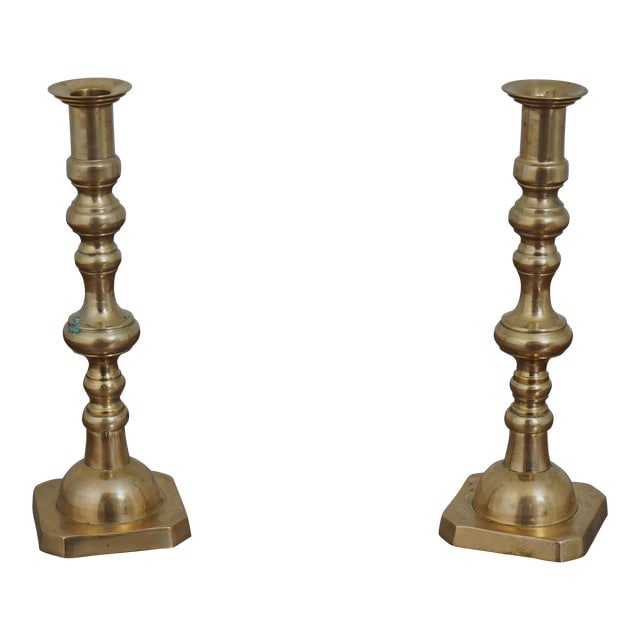 Vintage Brass Candlesticks 10.5" Tall Traditional 18th Century Style: Vintage Brass Candlesticks 10.5" Tall Traditional 18th Century Style This exquisite pair of tall candlesticks embodies the traditional elegance of the 18th century with a vintage flair. Crafted from q