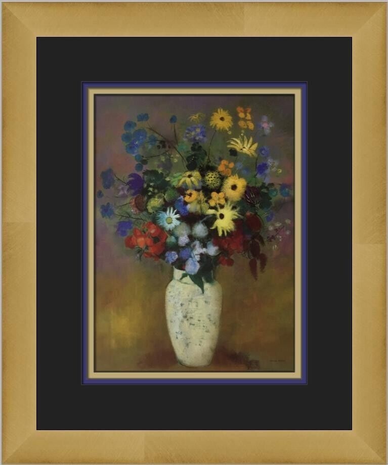 Vase of Flowers Custom Framed Print: Vase of Flowers Custom Framed Print This exquisite custom framed print, titled "Vase of Flowers," by renowned artist Odilon Redon, captures the beauty of Impressionism. Measuring 16 in. in height and