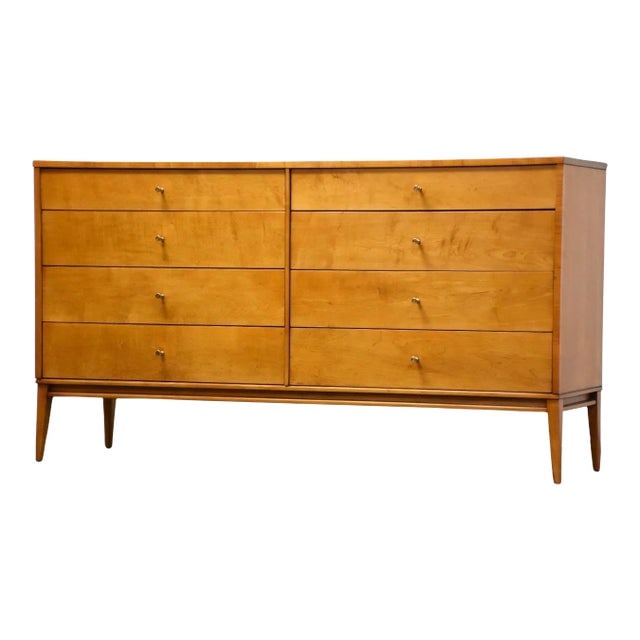 Mid Century Modern Solid Maple Eight Drawer Dresser: Mid Century Modern Solid Maple Eight Drawer Dresser This exquisite mid-century modern dresser, designed by Paul McCobb for the Winchendon Planner Group, showcases a solid maple construction and featur