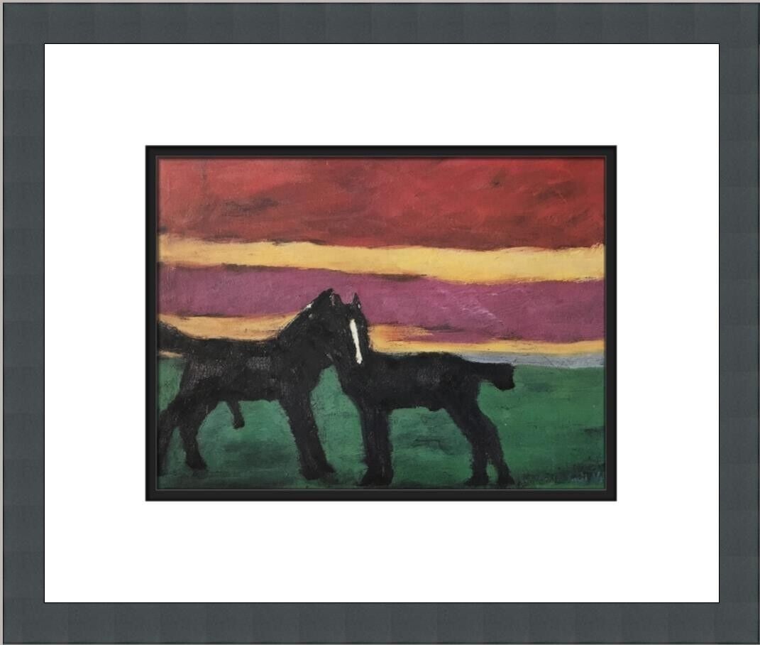 Young Black Horses Custom Framed Print: Young Black Horses Custom Framed Print This custom framed print titled 'Young Black Horses' by Emil Nolde captures the essence of Abstract Impressionism. Created in 1997, this piece features two strik