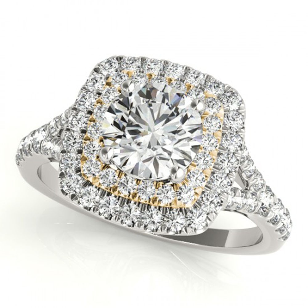 1.04 ctw Certified VS/SI Diamond Solitaire Halo Ring 18k 2Tone Gold: 1.04 ctw Certified VS/SI Diamond Solitaire Halo Ring 18k 2Tone Gold 1.04 ctw Certified VS/SI Diamond Solitaire Halo Ring 18k White & Yellow Gold Designer Brand Luxury Jewelrymade in the USA Suggested 