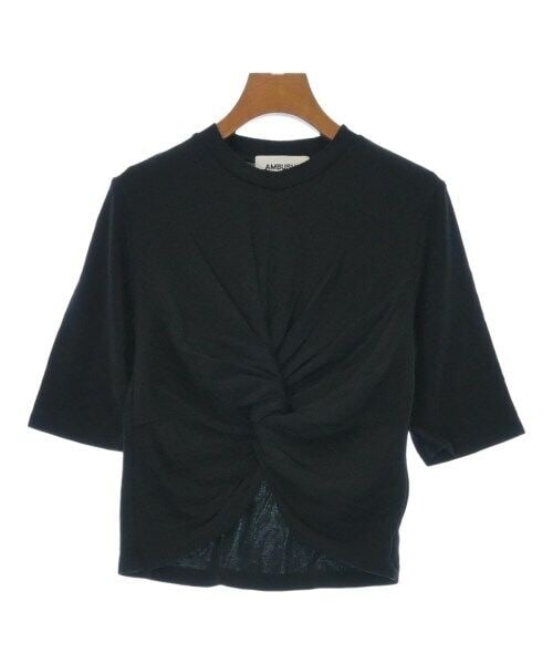 AMBUSH Basic Black T-shirt XS: AMBUSH Basic Black T-shirt XS This stylish black T-shirt by AMBUSH features a unique twisted front design, offering a contemporary twist to a classic style. Designed for women, it comes in size XS wit