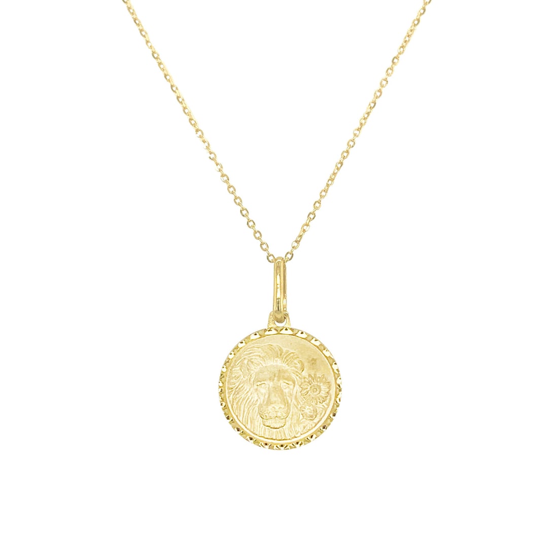 Leo Pendant in 14K Yellow Gold: Leo Pendant in 14K Yellow Gold This exquisite Zodiac 'Leo' Necklace is crafted in 14K Yellow Gold and features a stunning lion's head design, symbolizing strength and courage. Perfect for any occasion