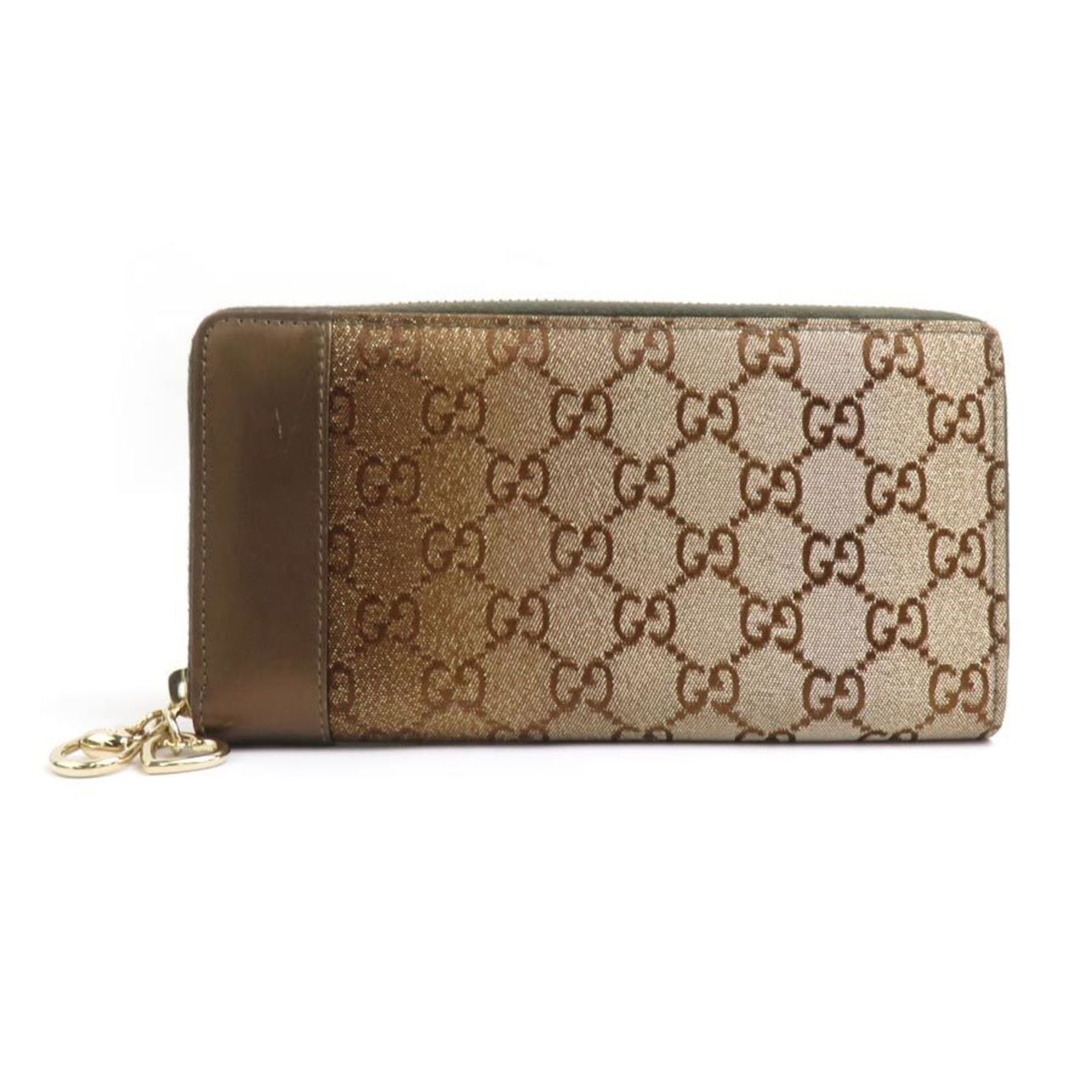 Gucci Brown Canvas Leather Bi-Fold Wallet 3.93'' x 7.48'': Gucci Brown Canvas Leather Bi-Fold Wallet 3.93'' x 7.48'' This Gucci round long wallet is a stylish and practical accessory designed for both men and women. Crafted from high-quality canvas leather, i
