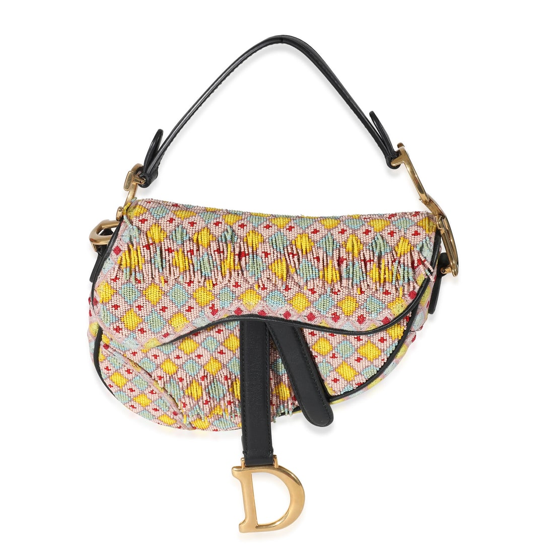 Christian Dior Mini Beaded Micro Saddle Bag Multicolor 9.5x6.5: Christian Dior Mini Beaded Micro Saddle Bag Multicolor 9.5x6.5 Discover the exquisite Christian Dior Multicolor Beaded Tassel Micro Saddle Bag, a stylish accessory that combines elegance with function