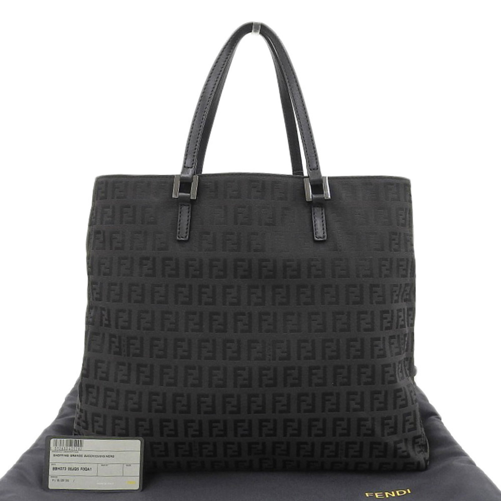 Fendi Zucchino Handbag Black Canvas Leather: Fendi Zucchino Handbag Black Canvas Leather This Fendi Zucchino Handbag features the iconic FF pattern in a sleek black design, crafted from durable canvas leather. Designed for both men and women, th