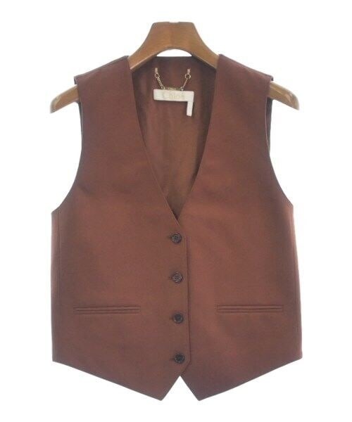 Chloe Brown Women's Vest Size 36 XS Deep V-Neck Pristine: Chloe Brown Women's Vest Size 36 XS Deep V-Neck Pristine This exquisite brown vest by Chloe showcases a sophisticated deep V-neck design and features five buttons for a classic touch. Crafted for wome
