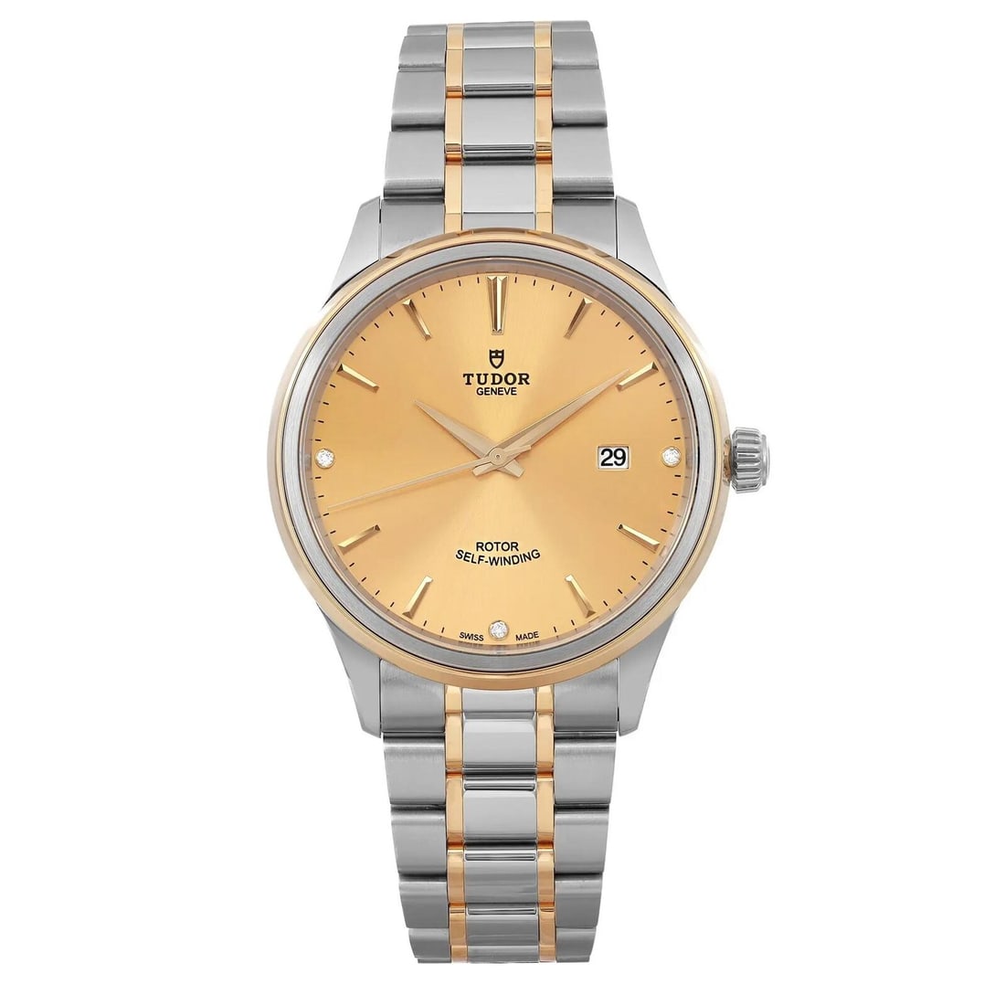 Tudor Rotor Mechanical Automatic Wristwatch Two Tone Stainless Steel Champagne: Tudor Rotor Mechanical Automatic Wristwatch Two Tone Stainless Steel Champagne This exquisite Tudor wristwatch combines classic elegance with modern functionality. It features a stunning champagne sun