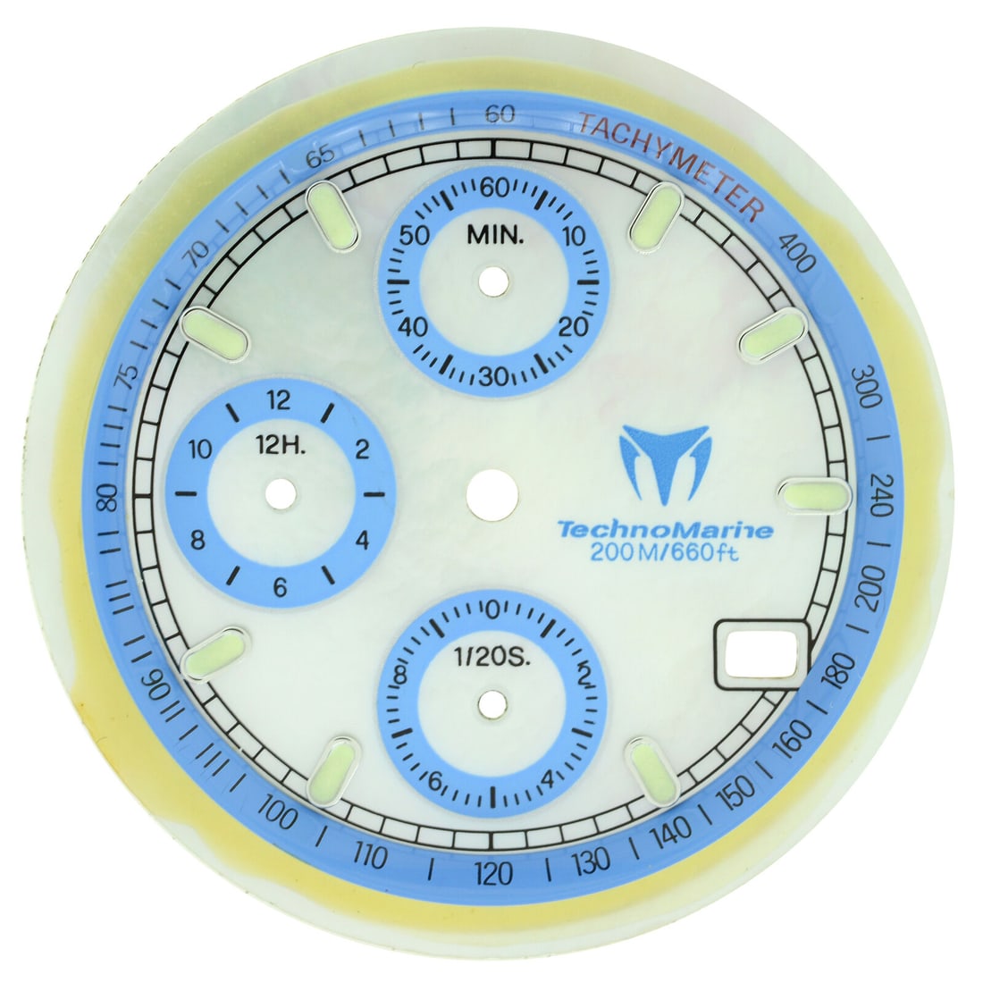 Technomarine Cruise 30mm Blue Dial for 36mm Men's Watch: Technomarine Cruise 30mm Blue Dial for 36mm Men's Watch This TechnoMarine Cruise watch dial features a stunning mother of pearl background complemented by striking blue accents. Designed specifically