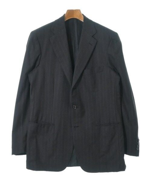 Tailored Blazer BlackxBlue Stripe Pattern 48(Approx. L): Tailored Blazer BlackxBlue Stripe Pattern 48(Approx. L) Elevate your wardrobe with this stylish Brioni tailored blazer, featuring a sophisticated black and blue stripe pattern. This men's blazer is de