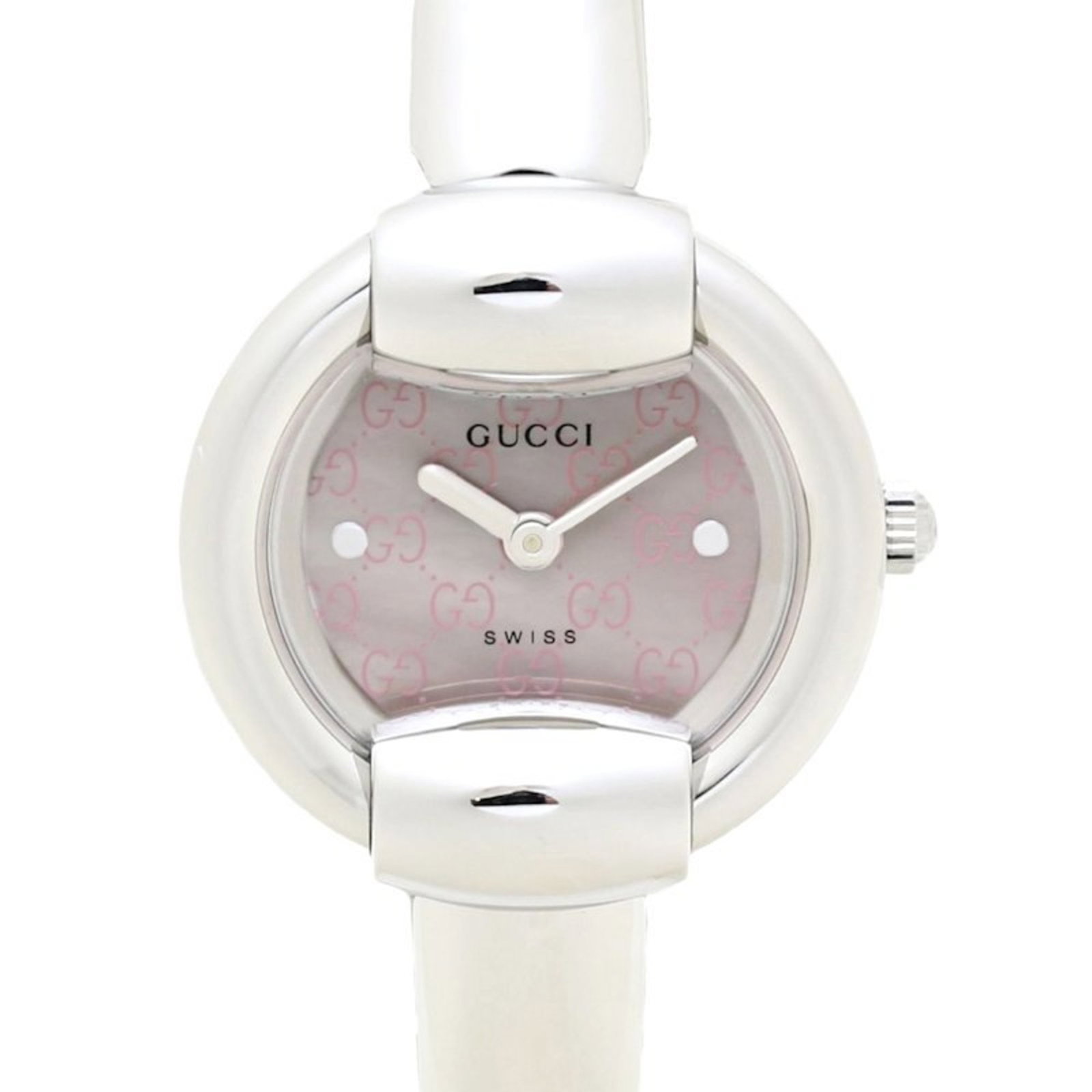 Gucci Bangle Watch YA014513 Stainless Steel Women's: Gucci Bangle Watch YA014513 Stainless Steel Women's This exquisite Gucci Bangle Watch is designed for women, showcasing a stunning pink shell dial paired with a sleek stainless steel case and band. Th