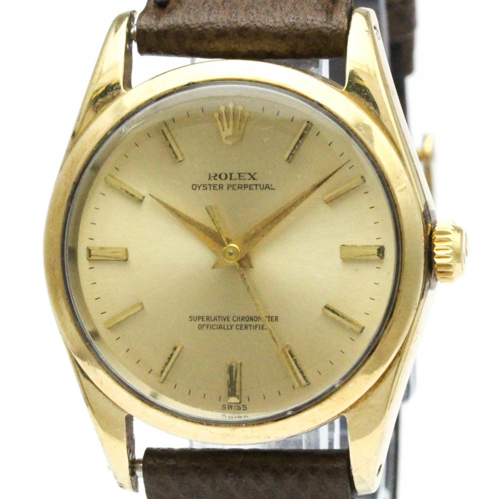 Vintage Oyster Perpetual 1014 Gold Plated Automatic Mens Watch: Vintage Oyster Perpetual 1014 Gold Plated Automatic Mens Watch Presenting a Vintage ROLEX Oyster Perpetual 1014, a stunning gold-plated automatic wristwatch designed for men. This elegant timepiece fe