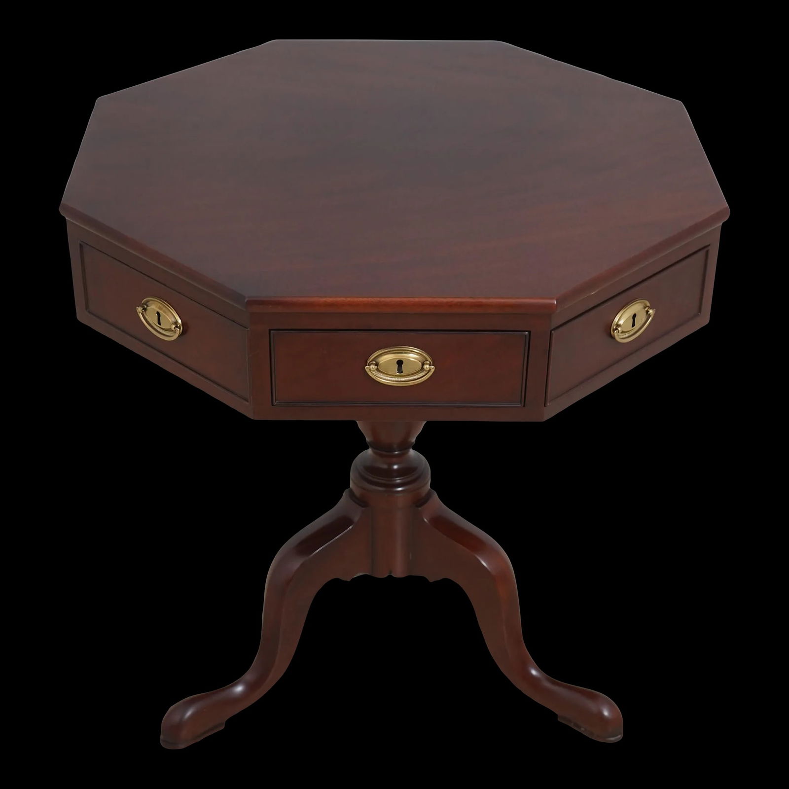 Traditional Wood Revolving Drum Table with Octagonal Top 27": Traditional Wood Revolving Drum Table with Octagonal Top 27" This exquisite revolving drum table from the Winterthur Collection is a stunning piece that blends traditional design with exceptional craf