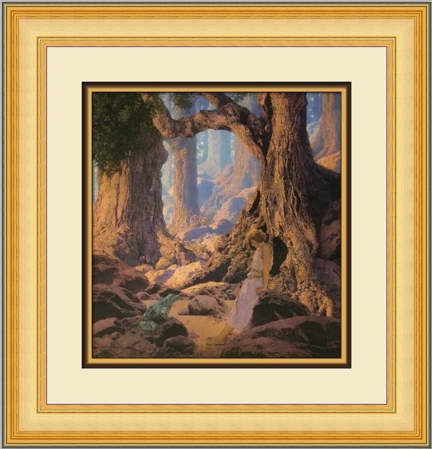 Maxfield Parrish The Enchanted Prince Framed Print 20 x 19: Maxfield Parrish The Enchanted Prince Framed Print 20 x 19 This stunning custom framed print titled 'The Enchanted Prince' by renowned artist Maxfield Parrish captures the essence of fantasy realism.