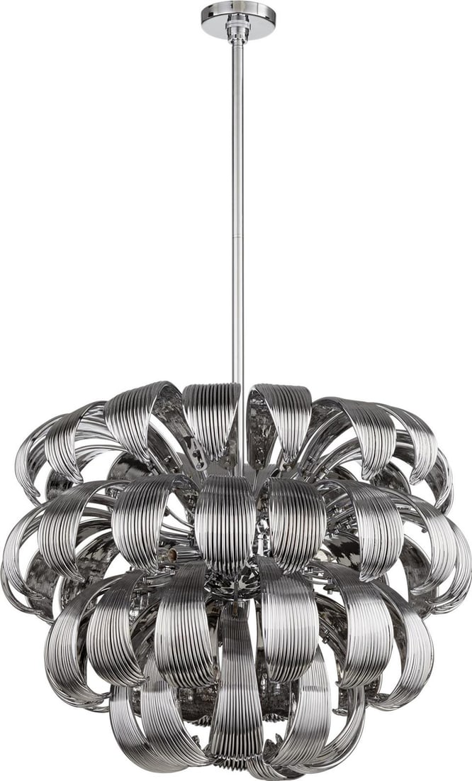 Elegant Pendant Chandelier with Chrome Gold Leaf Finish: Elegant Pendant Chandelier with Chrome Gold Leaf Finish Illuminate your space with this elegant pendant chandelier, featuring a stunning chrome gold leaf finish that adds a touch of sophistication. De