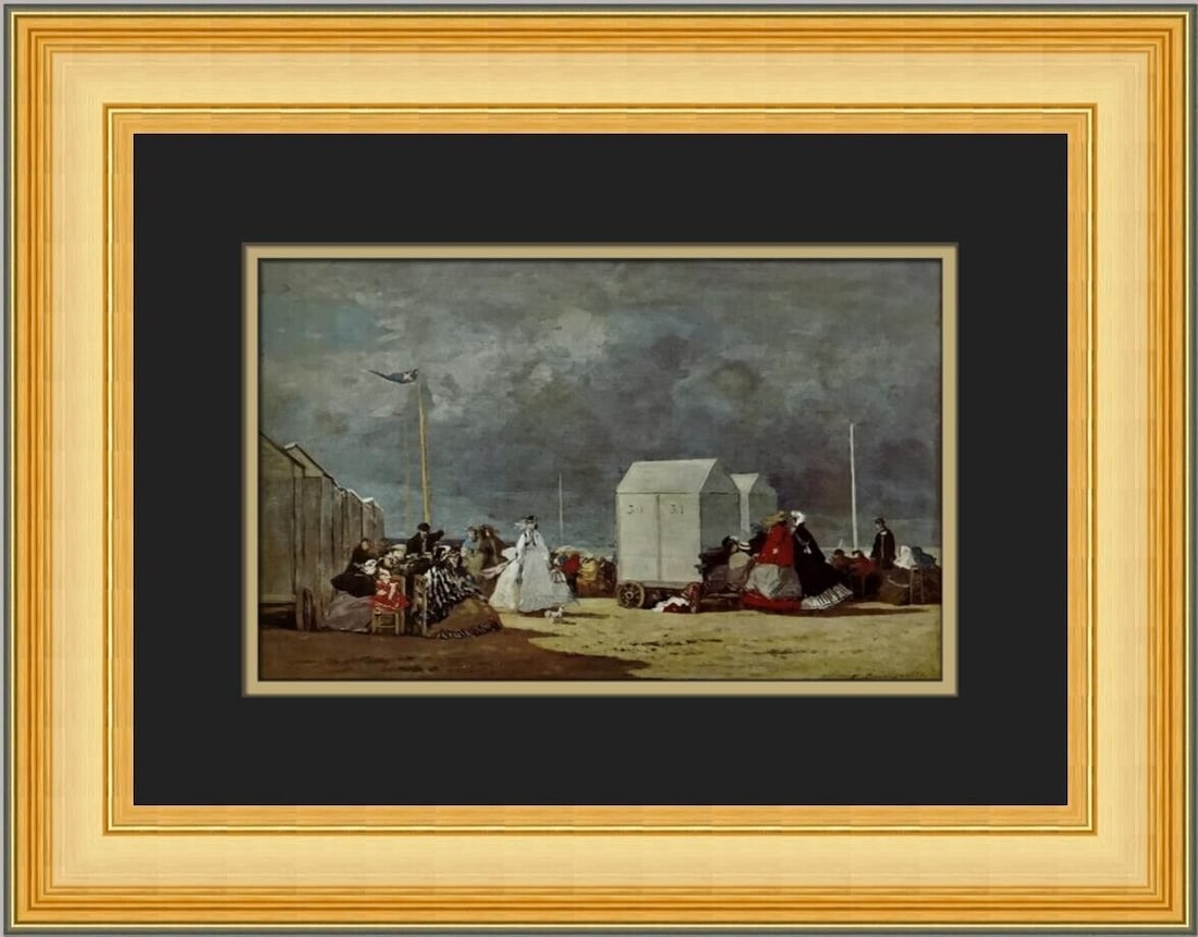 Approaching Storm Custom Framed Print: Approaching Storm Custom Framed Print This stunning custom framed print titled 'Approaching Storm' by artist Eugene Boudin captures an evocative beach scene, showcasing figures amidst a dramatic sky.