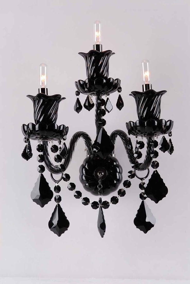 Elizabeth Collection 3-Light Black Wall Sconce Lighting Fixture: Elizabeth Collection 3-Light Black Wall Sconce Lighting Fixture Illuminate your space with the stunning Elizabeth Collection Wall Sconce, a perfect blend of contemporary design and elegant artistry. T