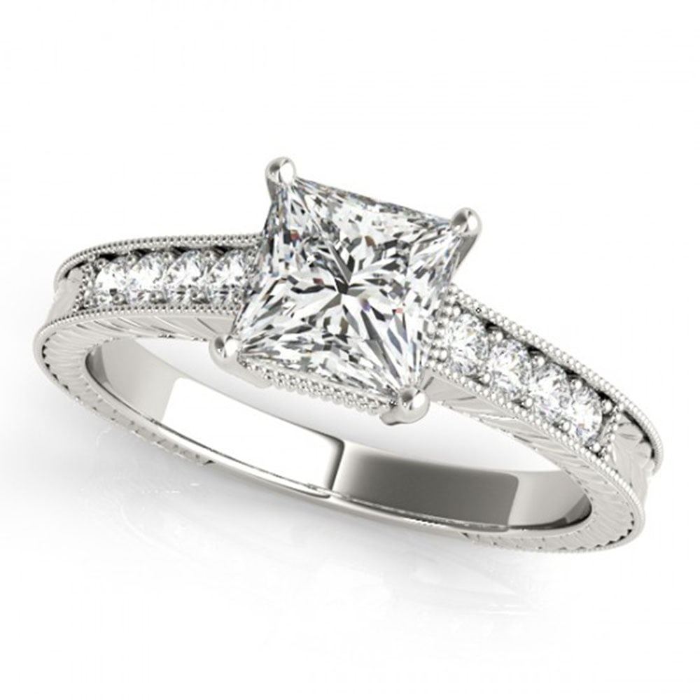 0.65 ctw Certified VS/SI Princess Diamond Antique Ring 18k White Gold: 0.65 ctw Certified VS/SI Princess Diamond Antique Ring 18k White Gold 0.65 ctw Certified VS/SI Princess Diamond Antique Ring 18k White Gold Designer Brand Luxury Jewelrymade in the USA Suggested Retai