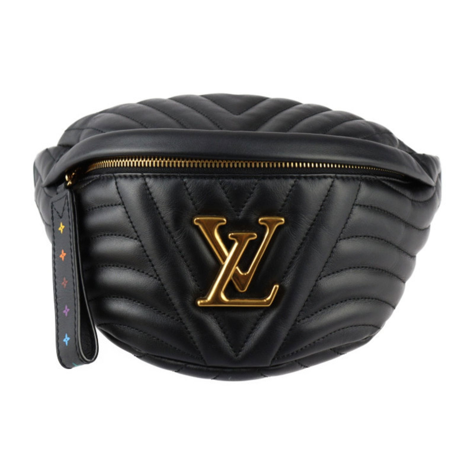 Louis Vuitton New Wave Bum Bag Black Smooth Calf Leather 17.5cm x 28cm x 10cm: Louis Vuitton New Wave Bum Bag Black Smooth Calf Leather 17.5cm x 28cm x 10cm Elevate your accessory collection with this Louis Vuitton New Wave Bum Bag, expertly crafted from smooth calf leather in a
