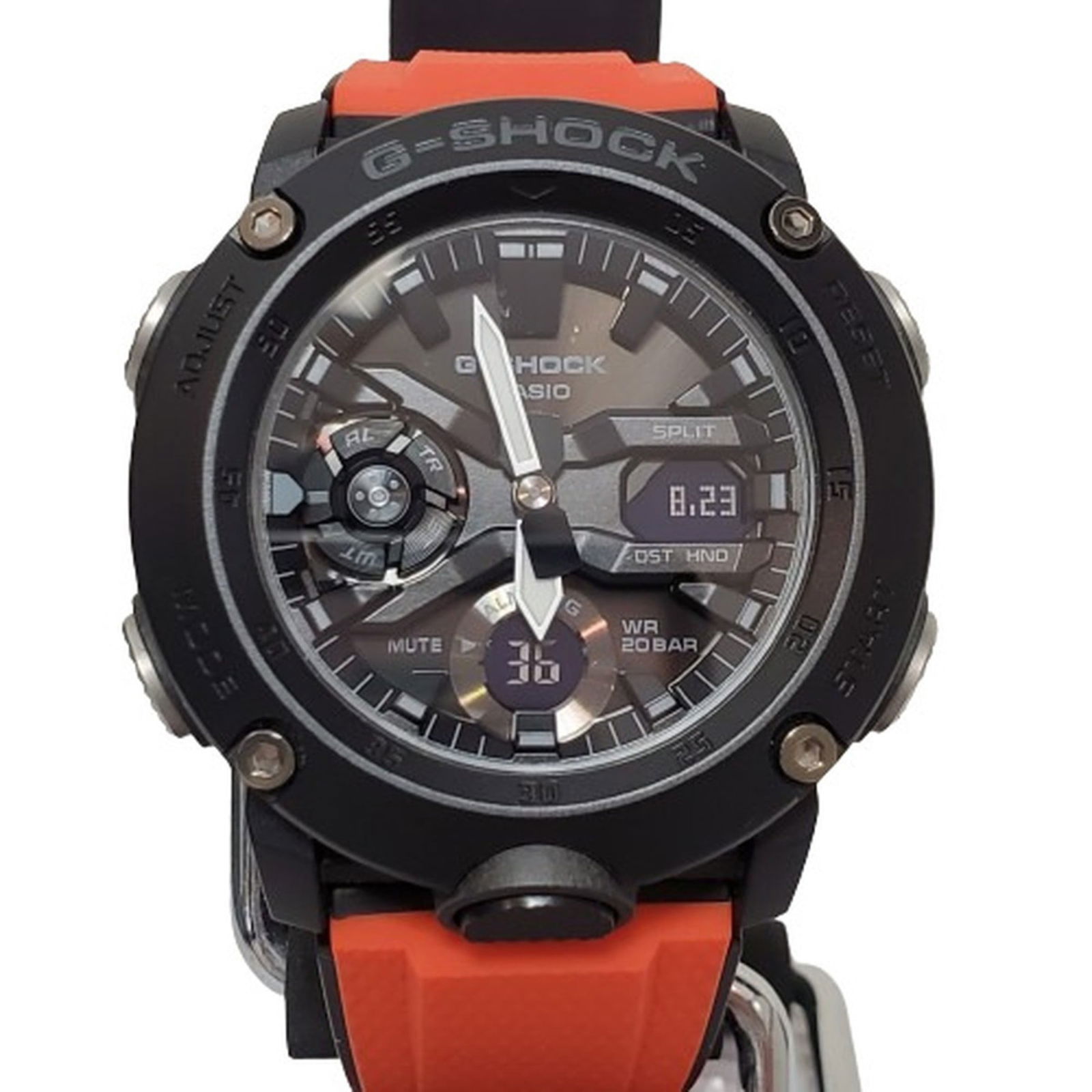 Casio G-Shock GA-2000E-4JR Men's Analog-Digital Watch Black Orange Resin Carbon: Casio G-Shock GA-2000E-4JR Men's Analog-Digital Watch Black Orange Resin Carbon Experience the durability and style of the G-SHOCK CASIO GA-2000E-4JR watch, designed for the modern man. This analog-di