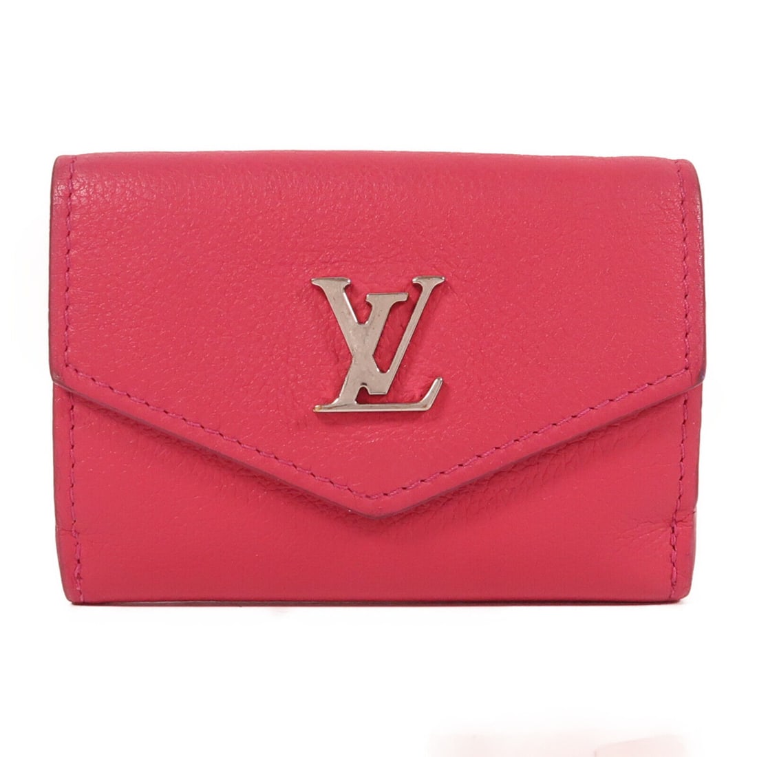 LOUIS VUITTON Portefeuille Rock Mini Wallet M81886 Pink Calfskin Leather Double Sided: LOUIS VUITTON Portefeuille Rock Mini Wallet M81886 Pink Calfskin Leather Double Sided This LOUIS VUITTON Portefeuille Rock Mini Wallet combines elegance and functionality. Crafted from supple calfskin