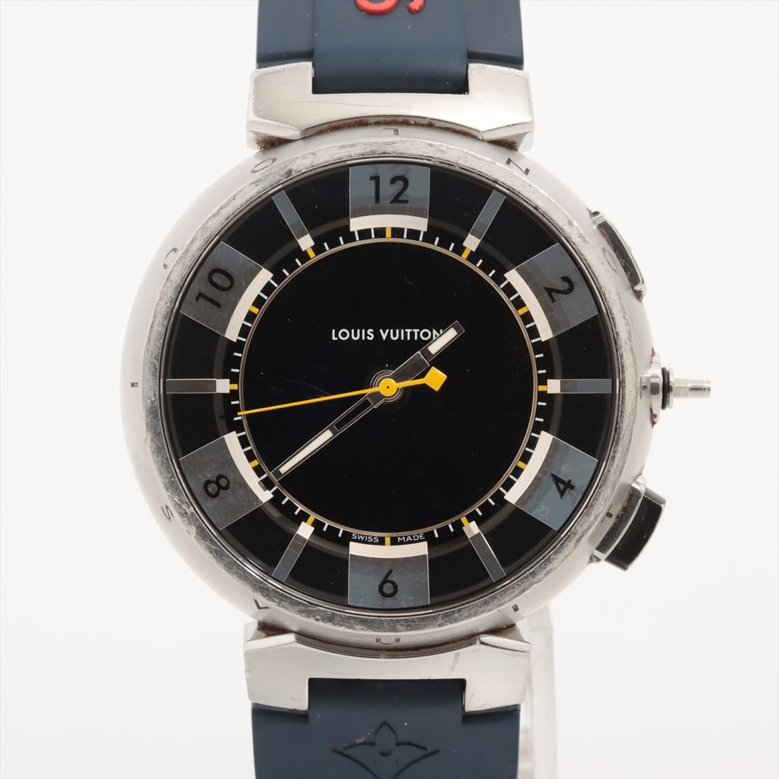 Louis Vuitton Tambour Black Steel 43mm Men's Watch: Louis Vuitton Tambour Black Steel 43mm Men's Watch This Louis Vuitton Tambour watch is expertly crafted with a steel case, featuring a sleek black color that enhances its modern aesthetic. Designed fo