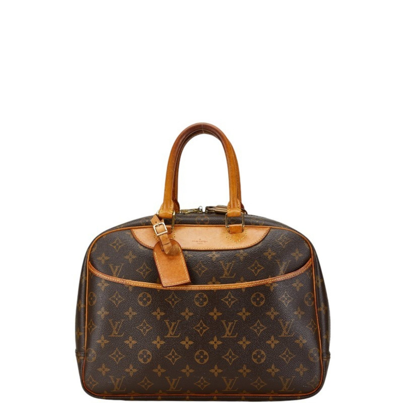 Louis Vuitton Monogram Deauville Handbag Brown PVC Leather 25cm Women's: Louis Vuitton Monogram Deauville Handbag Brown PVC Leather 25cm Women's Introducing the Louis Vuitton Monogram Deauville Handbag, a stylish accessory perfect for women. This exquisite handbag showcase